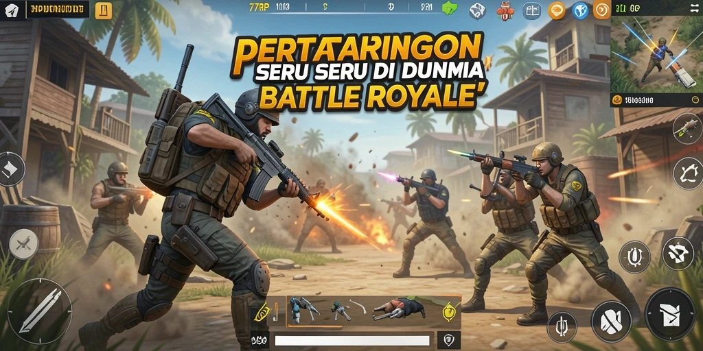 Gameplay mendebarkan dalam 77RP Battle Royale.