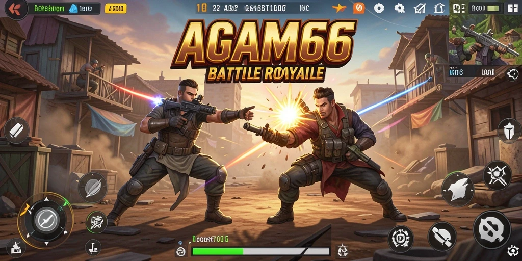 Tampilan gameplay AGAM66 yang menunjukkan keseruan pertempuran Battle Royale.