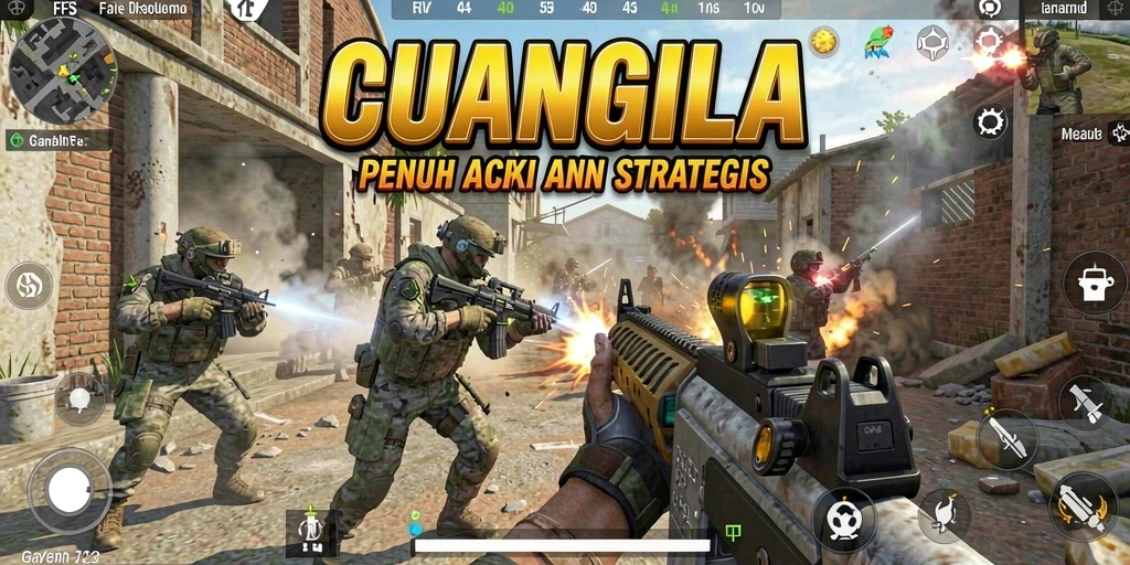 Tangkapan layar gameplay CUANGILA dengan aksi tembak-menembak seru.