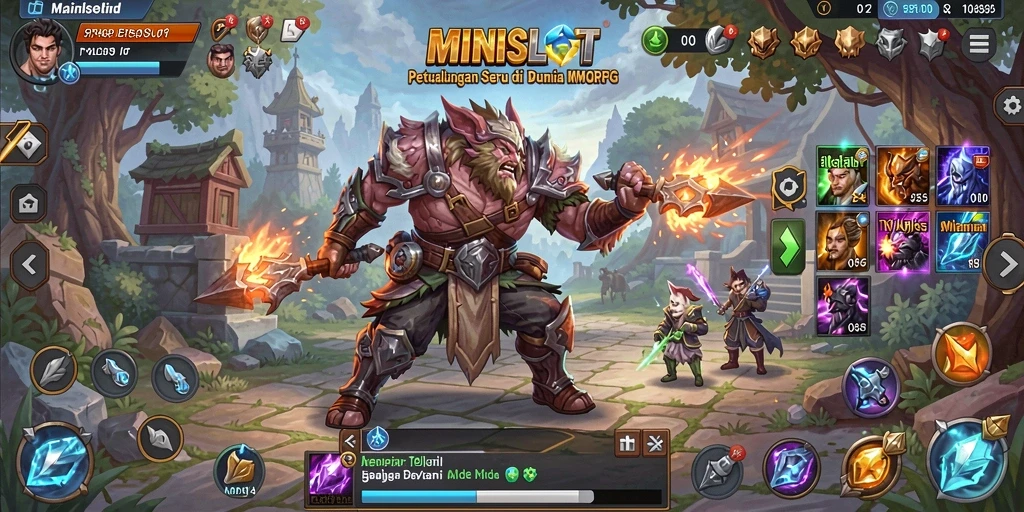 Tangkapan layar gameplay MINISLOT yang menunjukkan pertarungan epik antar pemain.