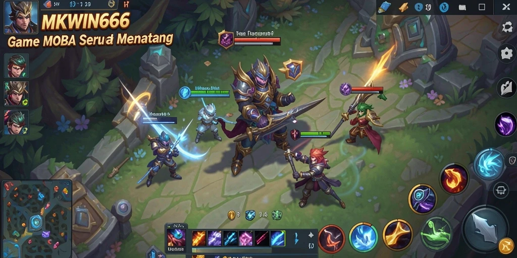 Tangkapan layar utama <strong>MKWIN666</strong> menampilkan aksi intens di arena MOBA.