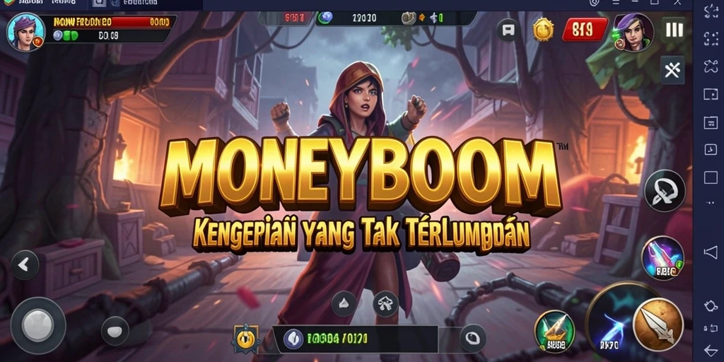 Screenshot MONEYBOOM menampilkan suasana permainan yang menyeramkan dan menegangkan.