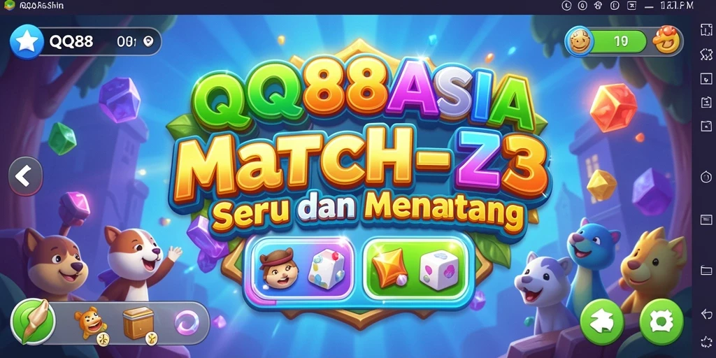 Tampilan gameplay menarik dari QQ88ASIA dengan mekanisme Match-3 yang seru.